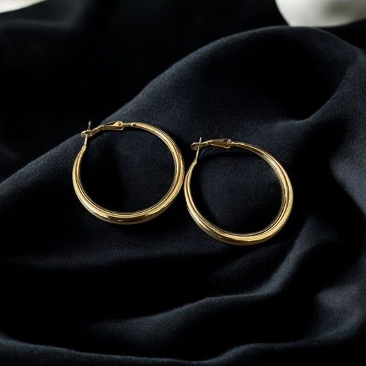 Solstice Gold Hoops | Classic Polished Gold Hoops for Women