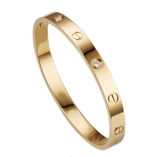 Screw Motif Love Bangle | Luxury Gold Finish Bangle with Crystal Accents