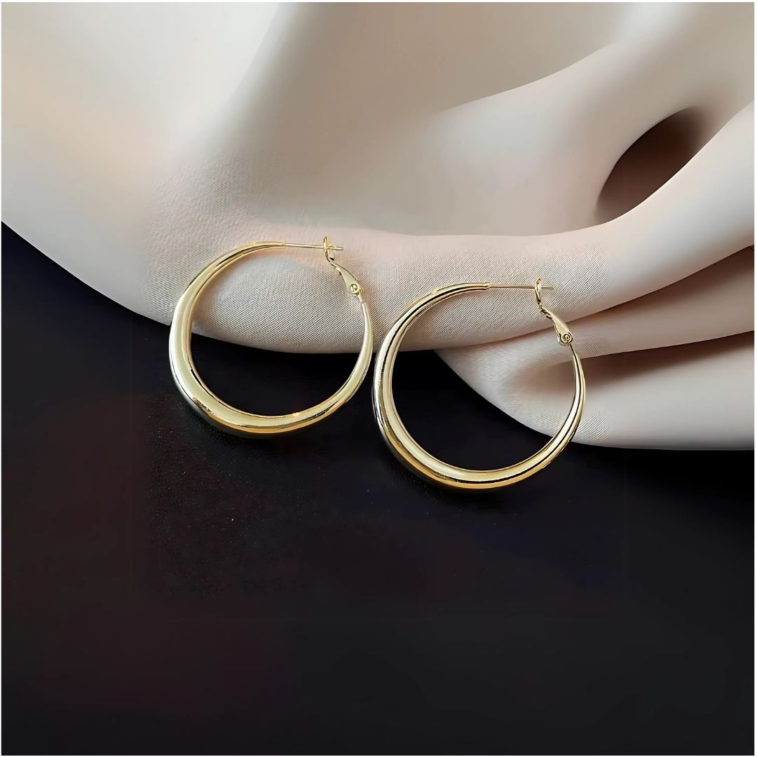 Solstice Gold Hoops | Classic Polished Gold Hoops for Women
