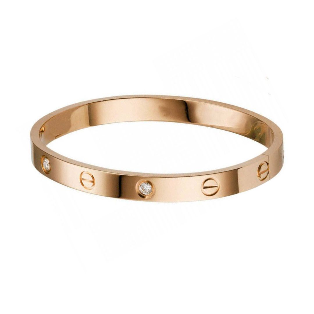 Screw Motif Love Bangle | Luxury Gold Finish Bangle with Crystal Accents