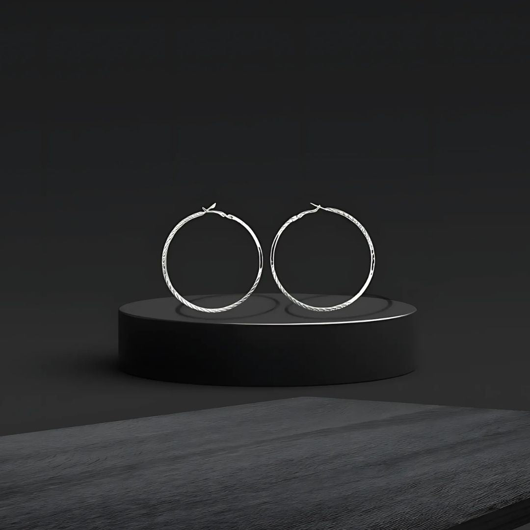 Onyx Texture Hoops | Dark Metal Twisted Hoop Earrings with Modern Edge