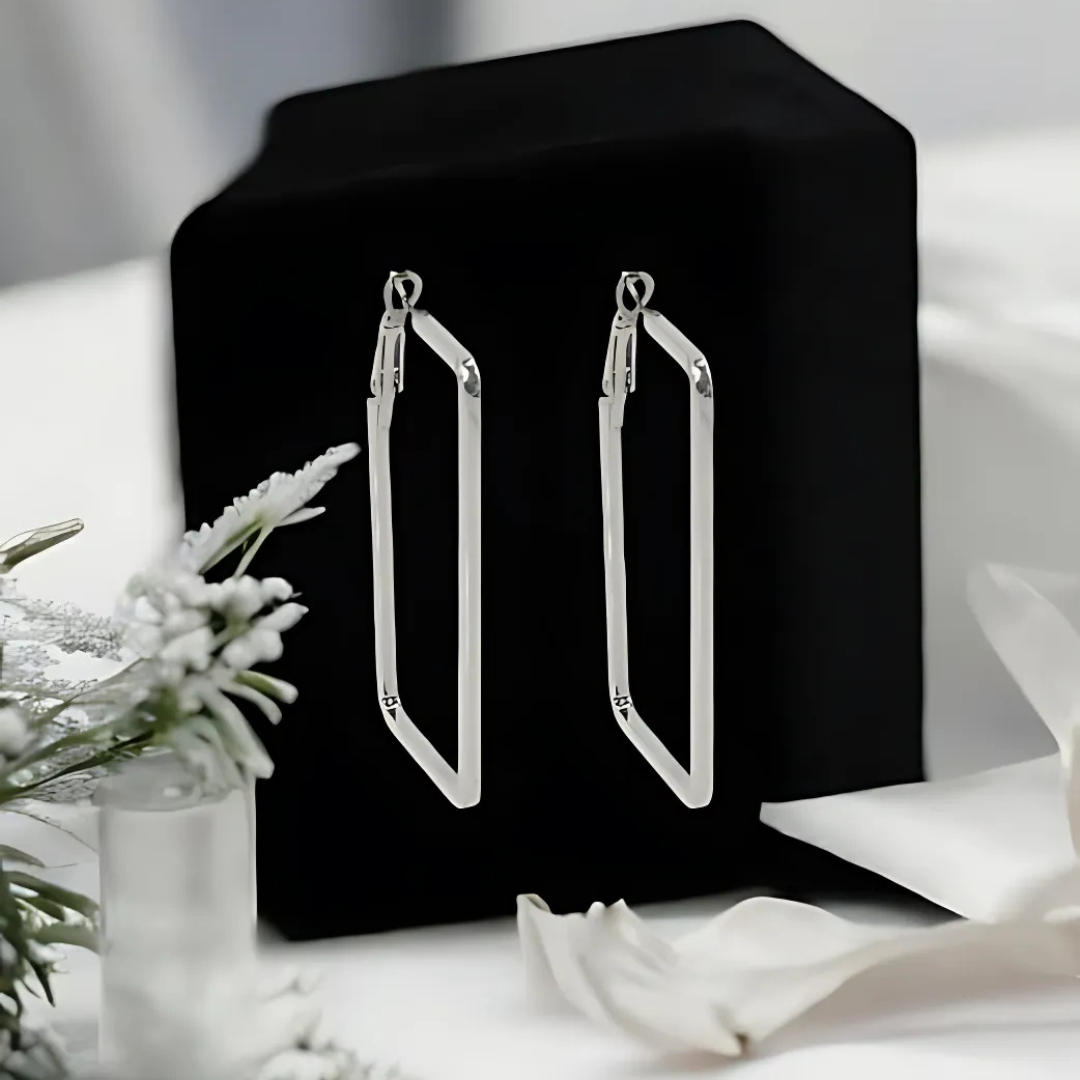 Creeknest Zenith Linear Hoops | Modern Geometric Rectangular Hoops