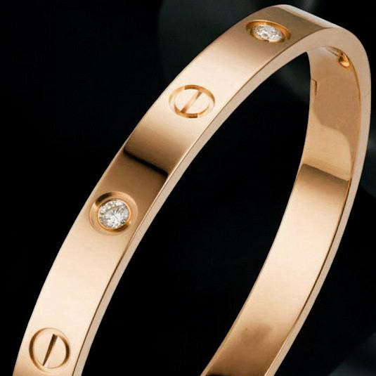 Screw Motif Love Bangle | Luxury Gold Finish Bangle with Crystal Accents
