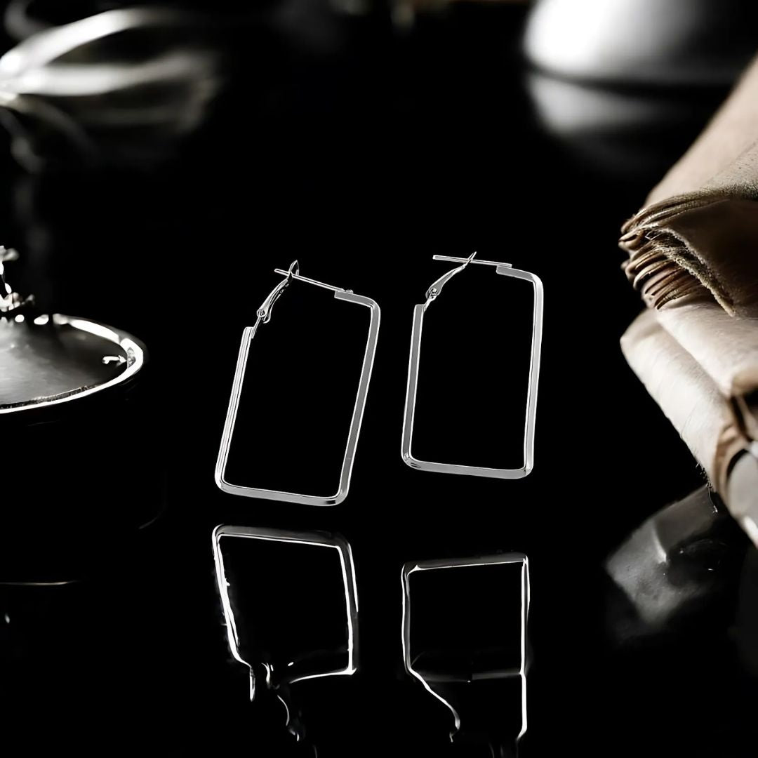 Creeknest Zenith Linear Hoops | Modern Geometric Rectangular Hoops