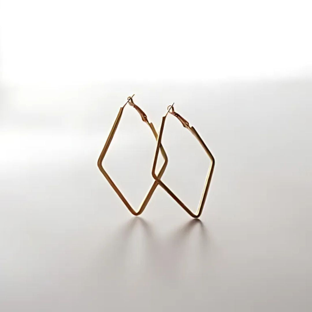 Aurelian Facet Hoops | Geometric Diamond Shaped Gold Statement Hoops