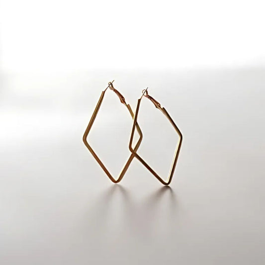 Aurelian Facet Hoops | Geometric Diamond Shaped Gold Statement Hoops
