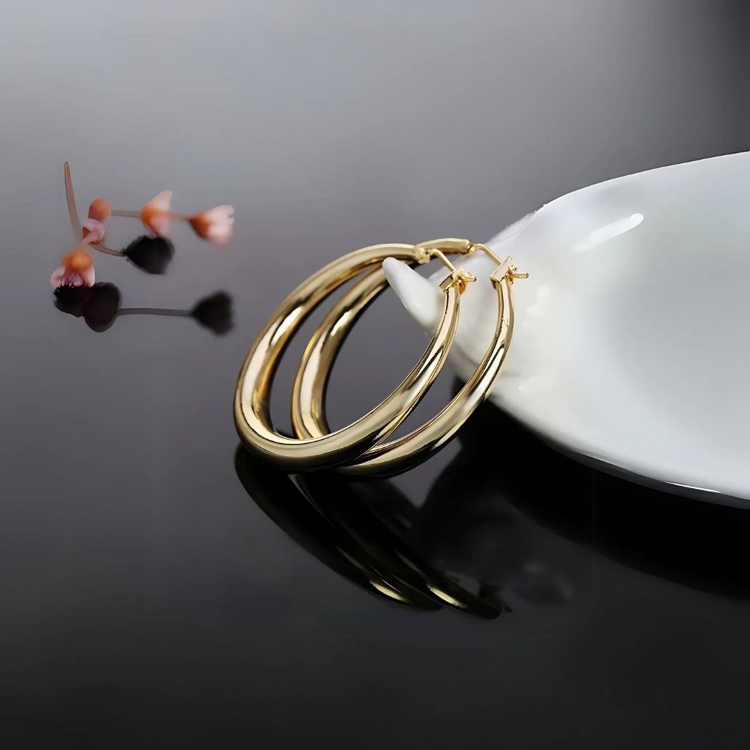 Solstice Gold Hoops | Classic Polished Gold Hoops for Women