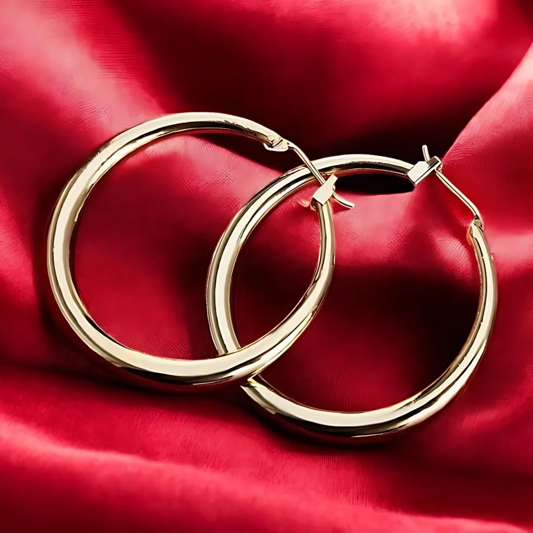 Solstice Gold Hoops | Classic Polished Gold Hoops for Women