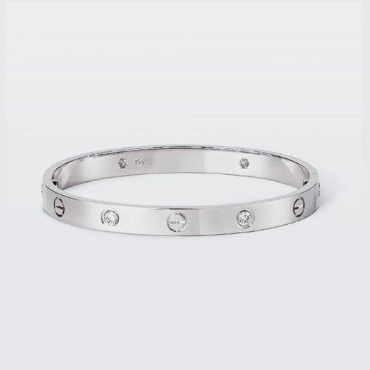 Screw Motif Love Bangle | Durable Stainless Steel Bangle with Crystal Accents