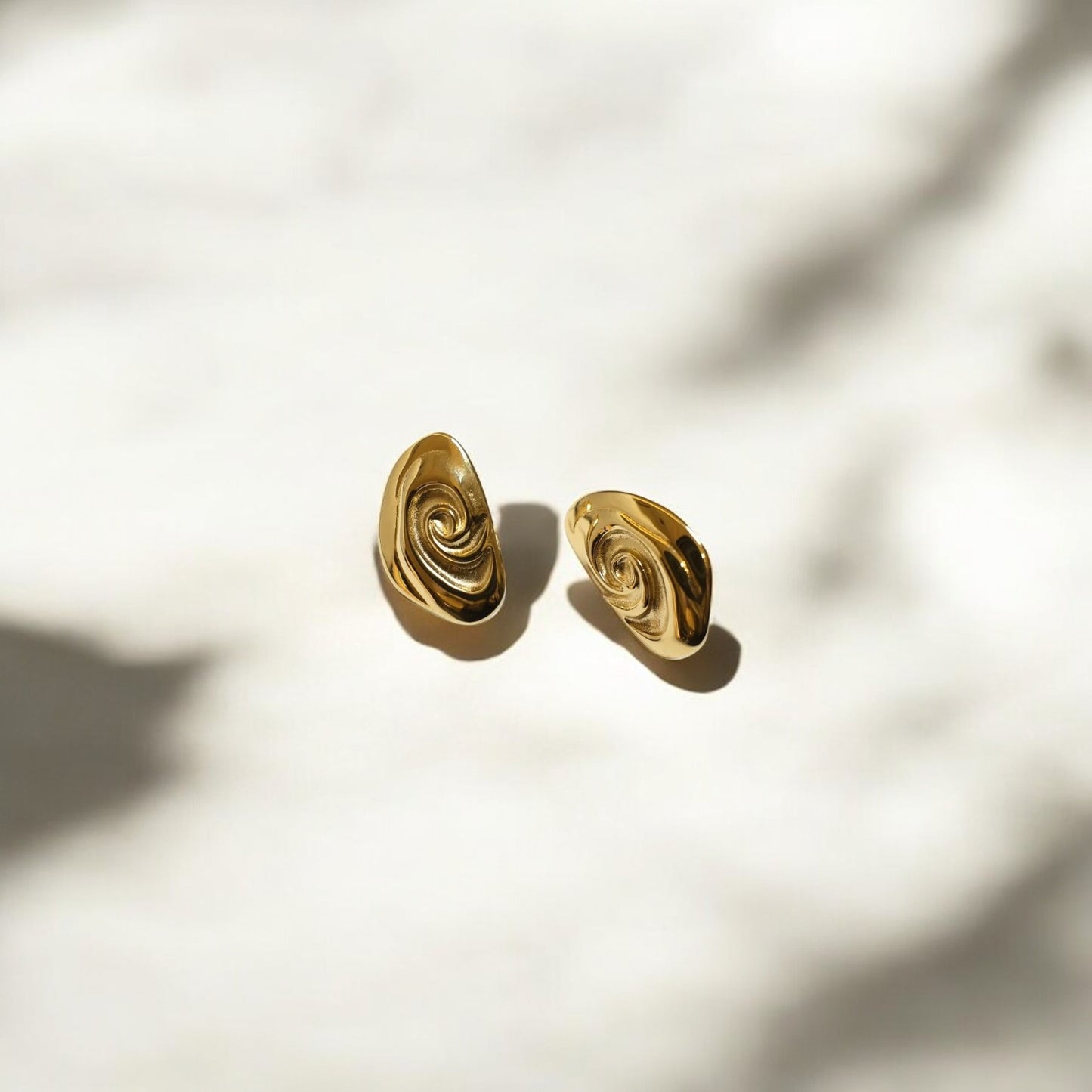 Golden Vortex Studs | Sculptural Gold Finish with Organic Swirl Design