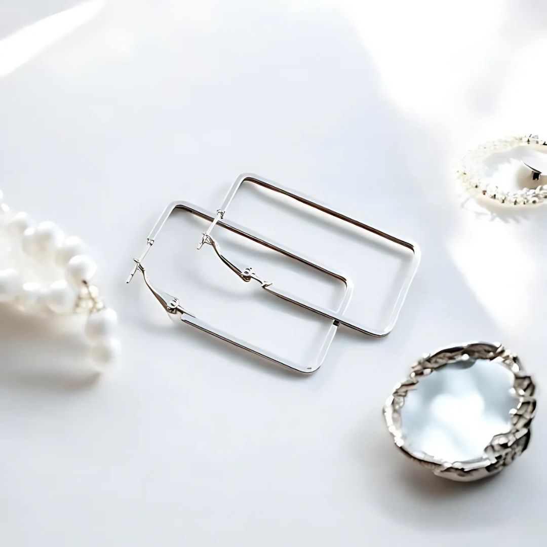 Creeknest Zenith Linear Hoops | Modern Geometric Rectangular Hoops