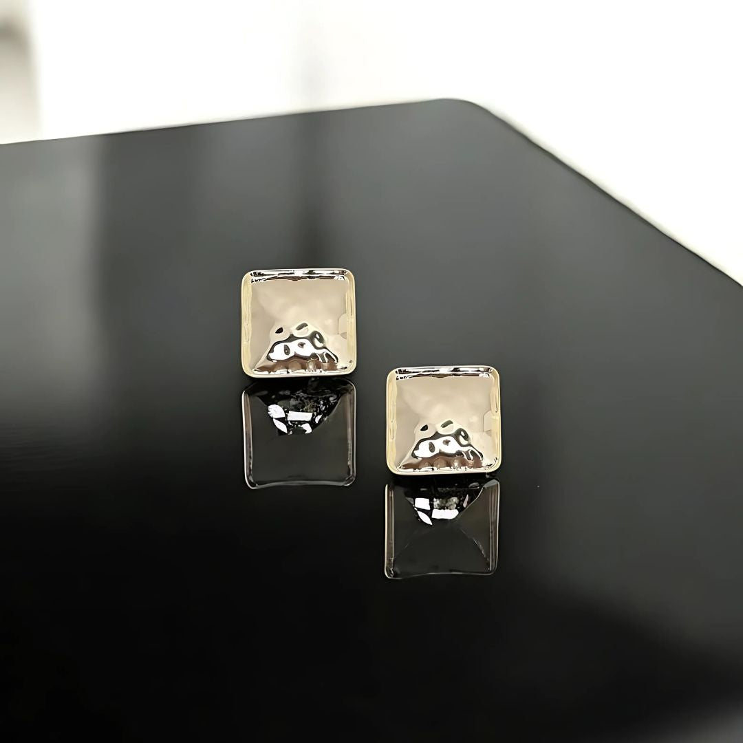 Forge Square Studs | Hammered Textured Geometric Statement Studs