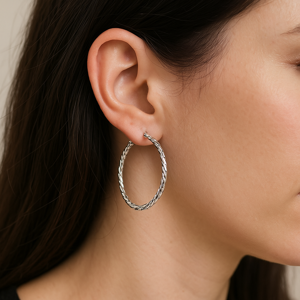 Onyx Texture Hoops | Dark Metal Twisted Hoop Earrings with Modern Edge