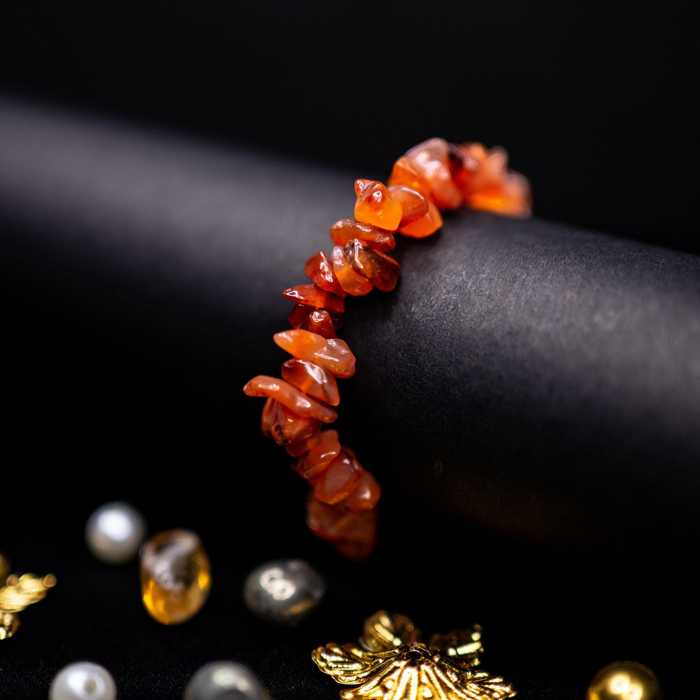 Carnelian Chip Bracelet | Stackable Gemstone Jewelry for Motivation & Creativity
