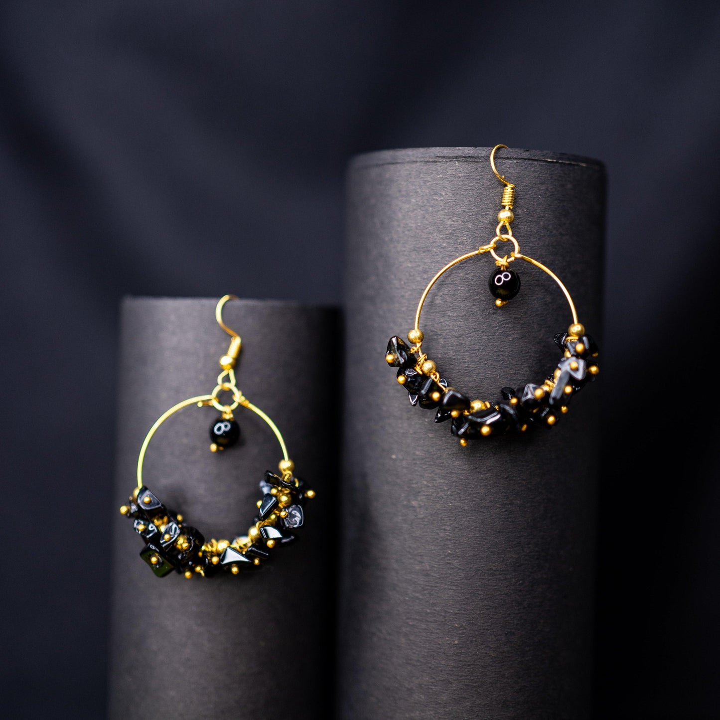 Natural Black Obsidian Earrings | Handcrafted Gemstone Jewelry for Protection and Elegance