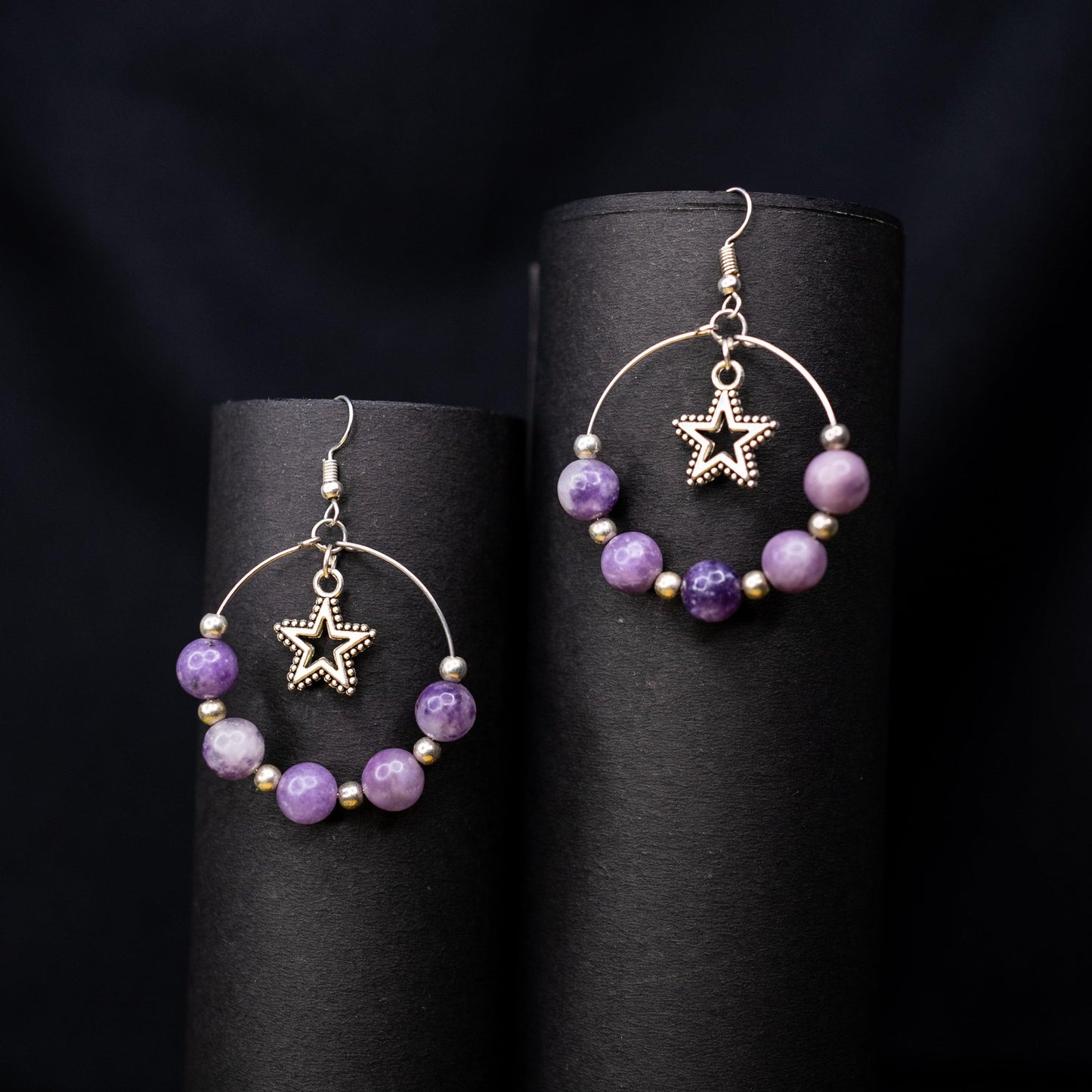 Natural Amethyst Beads Earrings | Handcrafted Gemstone Jewelry for Elegance and Inner Peace