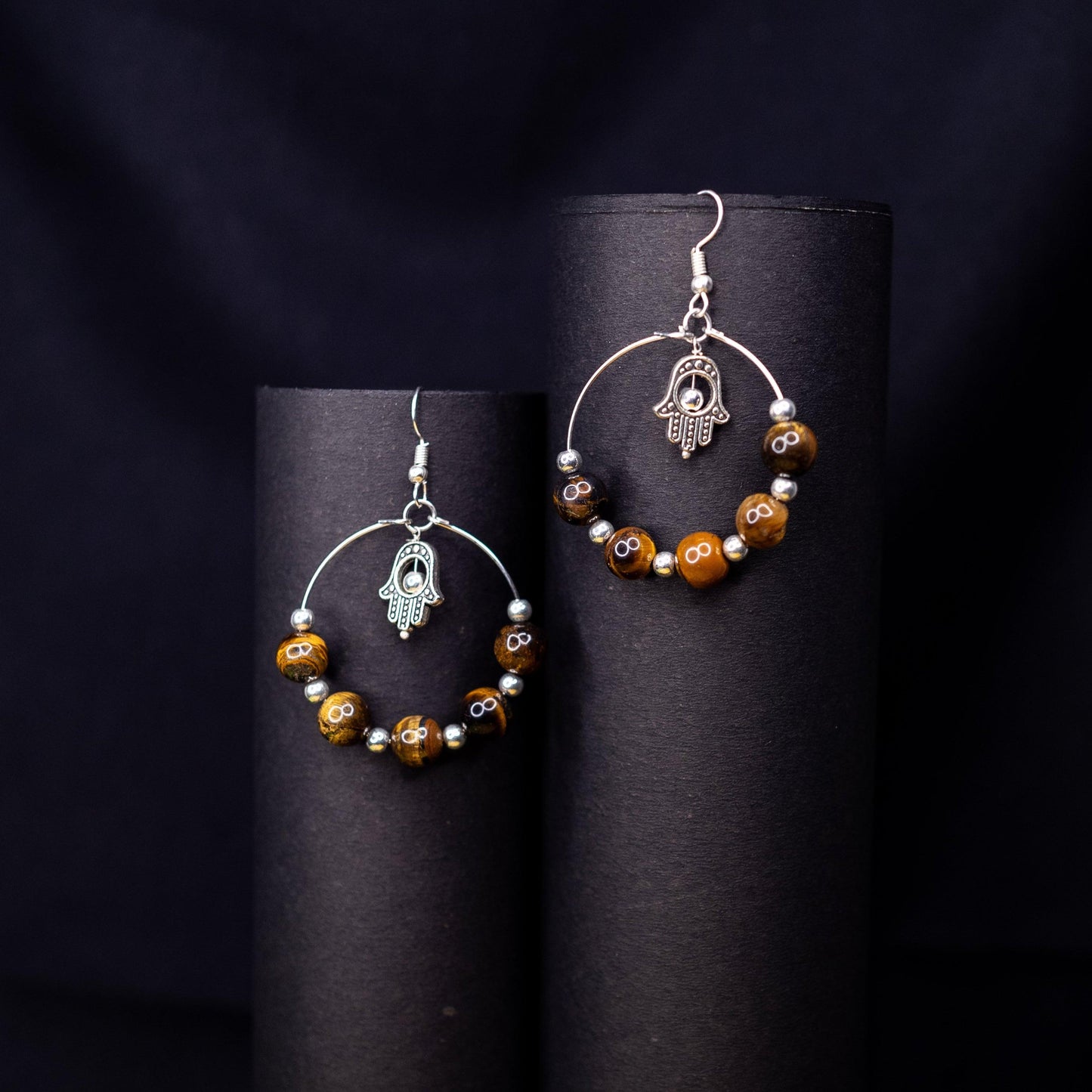Natural Tiger's Eye Earrings | Handcrafted Gemstone Jewelry for Confidence and Protection