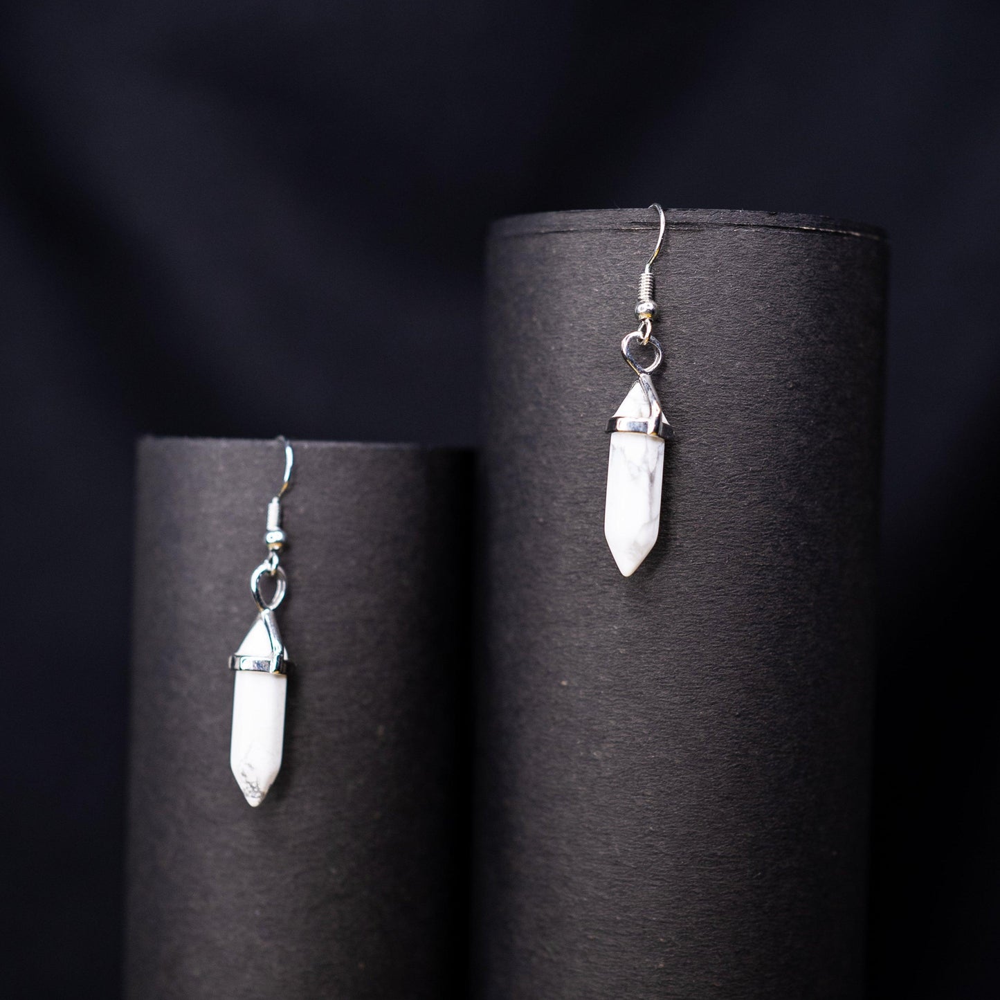 Natural Howlite Dangle Earrings | Handcrafted Gemstone Jewelry for Calming and Balance