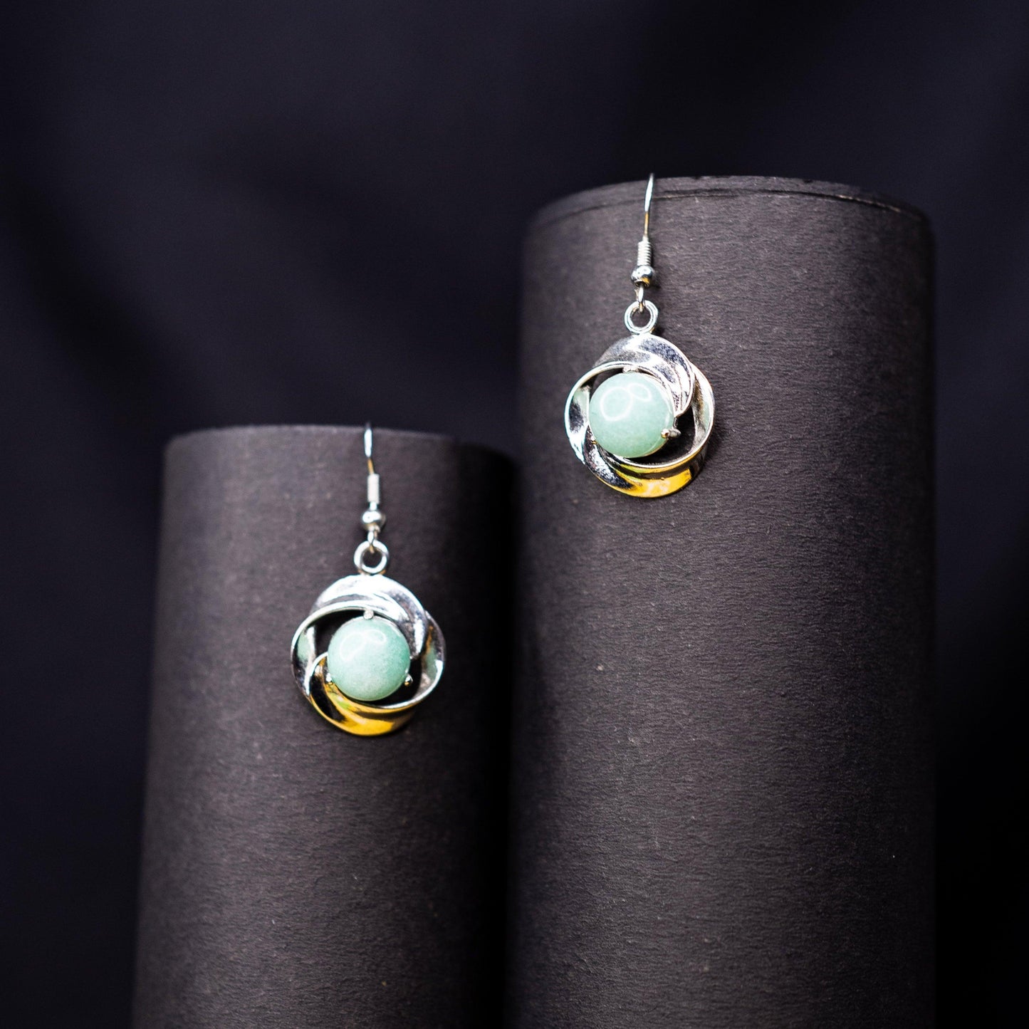 Elegant Green Aventurine Chakra Dangle Earrings | Handcrafted Gemstone Jewelry for Heart Chakra Balance