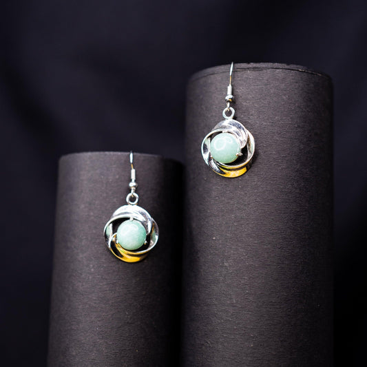 Elegant Green Aventurine Chakra Dangle Earrings | Handcrafted Gemstone Jewelry for Heart Chakra Balance