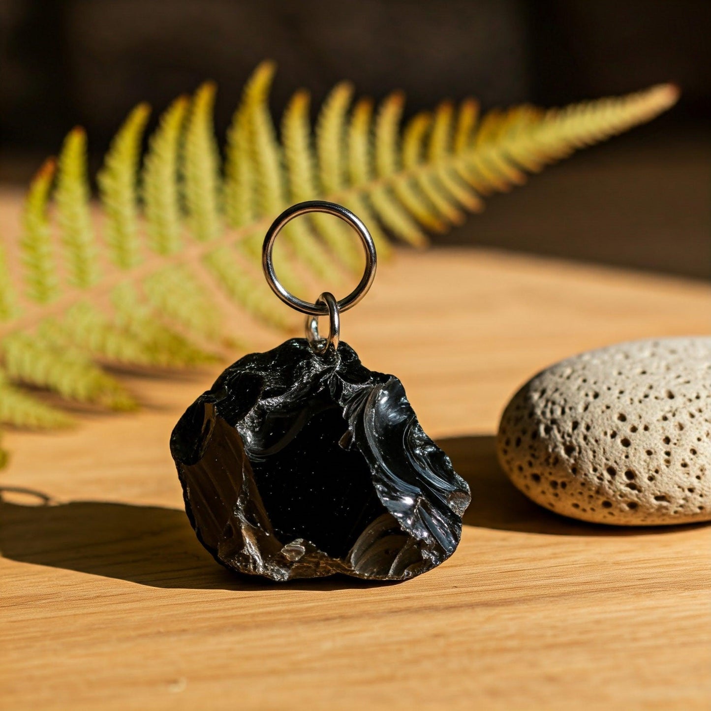 Black Obsidian Raw Crystal Key-Chain | Natural Protection Stone for Grounding & Negative Energy Shield