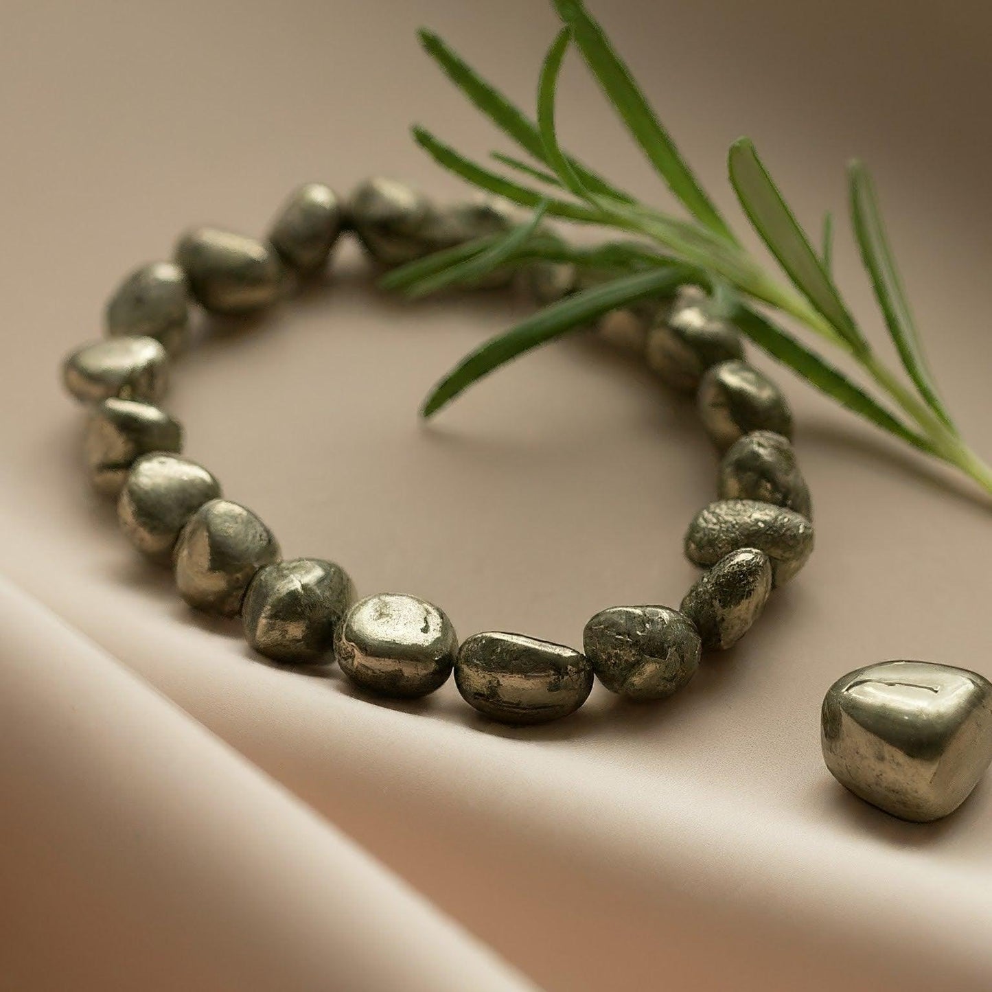 Pyrite Tumbled Stone Bracelet | Natural Stone for Abundance, Creativity & a Touch of Gold