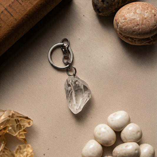 Clear Quartz Raw Crystal Key-Chain | Master Healing Stone for Energy Amplification & Clarity
