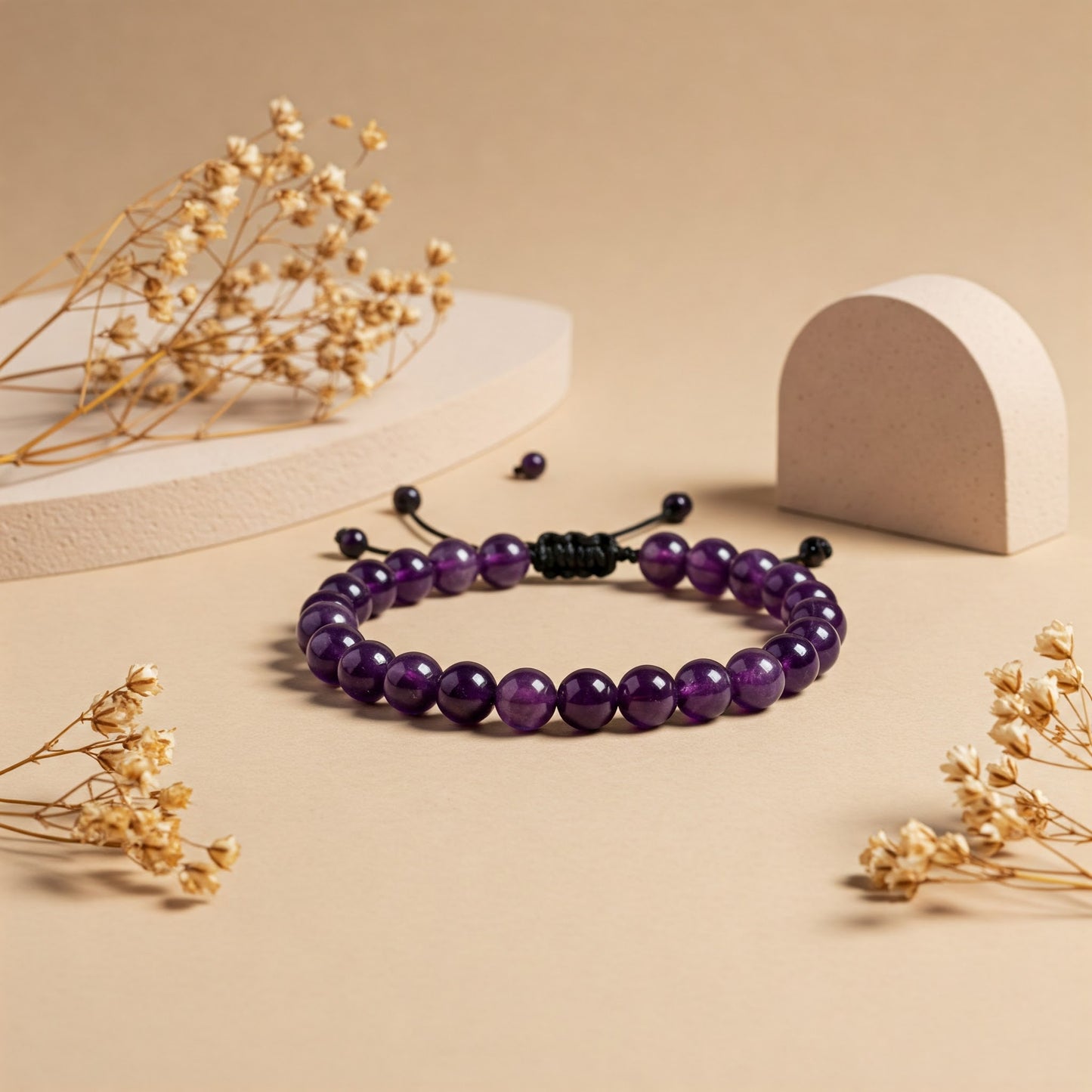 Natural Amethyst Bracelet for Healing & Protection | Elegant Thread Design