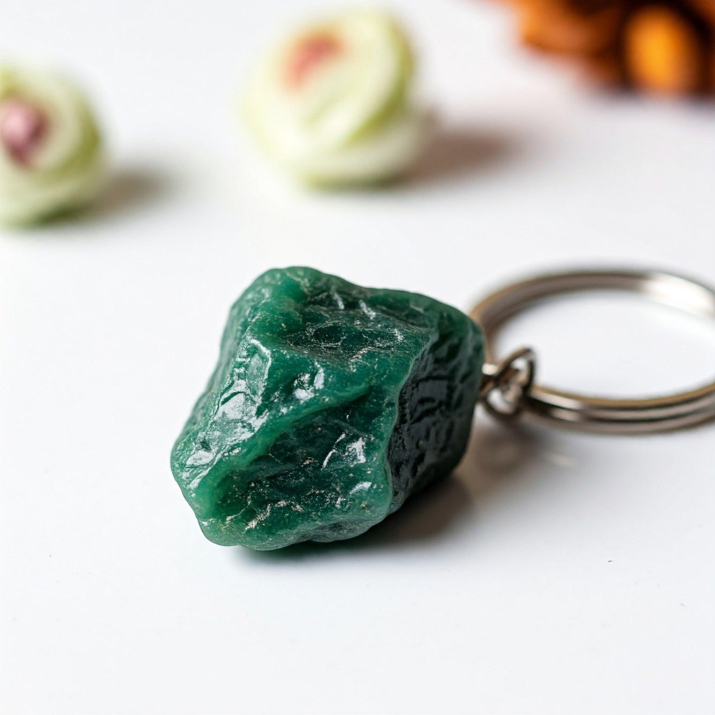 Green Aventurine Raw Crystal Key-Chain | Luck, Prosperity & Emotional Healing Stone