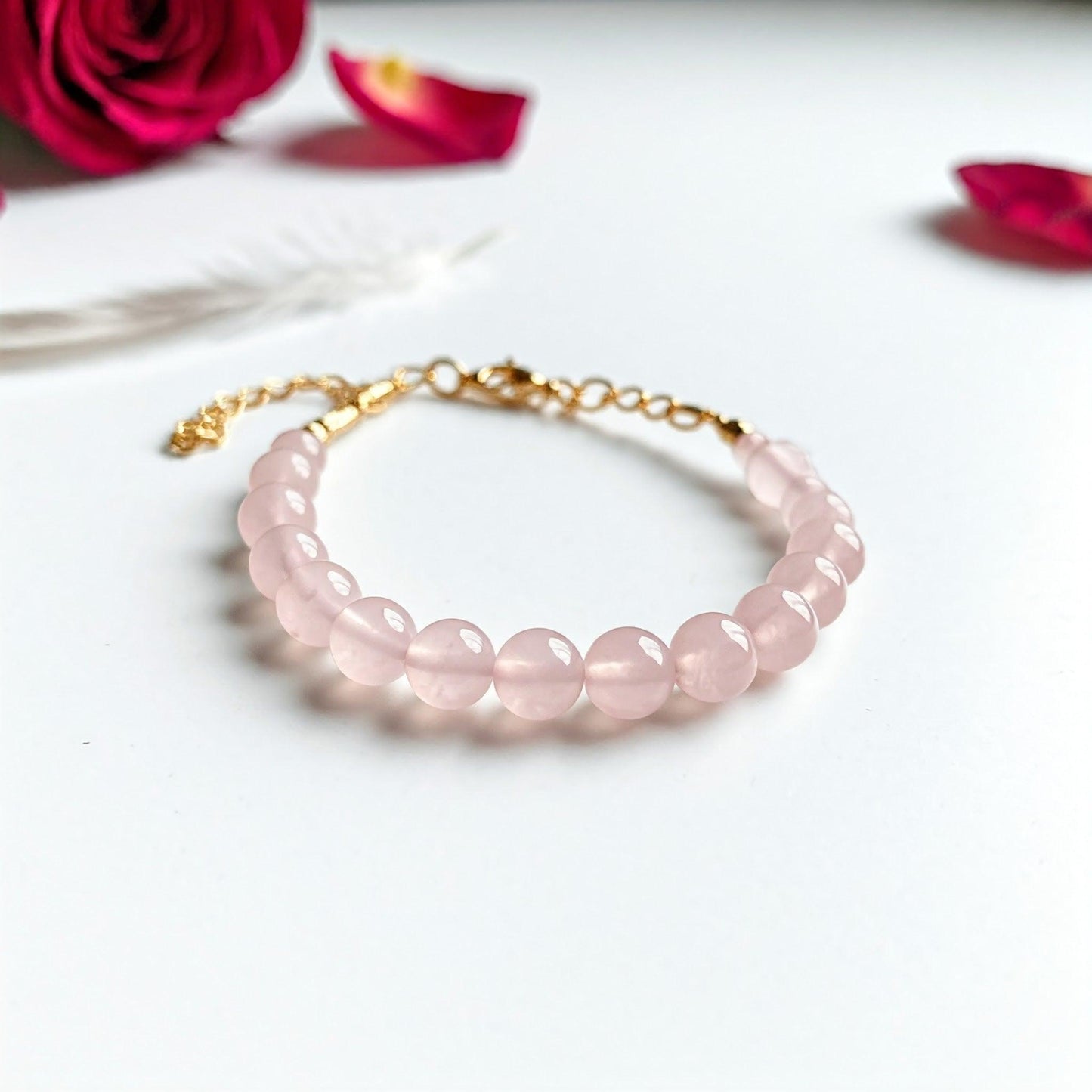 Rose Quartz Bracelet | Natural Crystal Jewelry for Love, Healing, and Emotional Balance