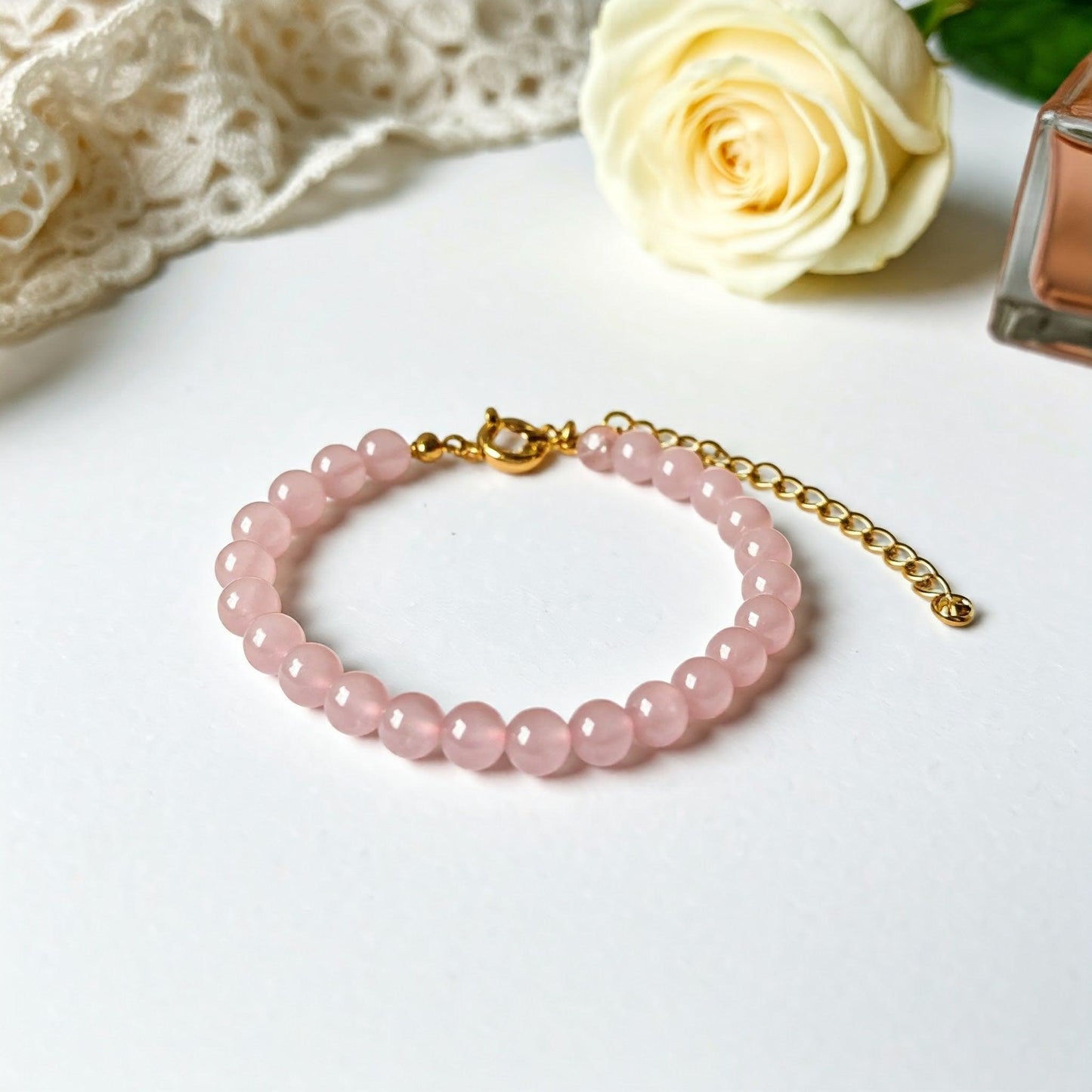 Rose Quartz Bracelet | Natural Crystal Jewelry for Love, Healing, and Emotional Balance