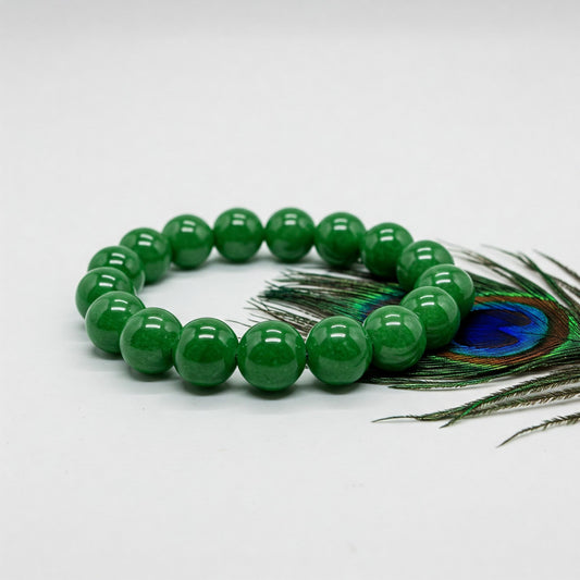 Green Jade Natural Stone Bracelet | Healing Crystal for Prosperity, Harmony & Love