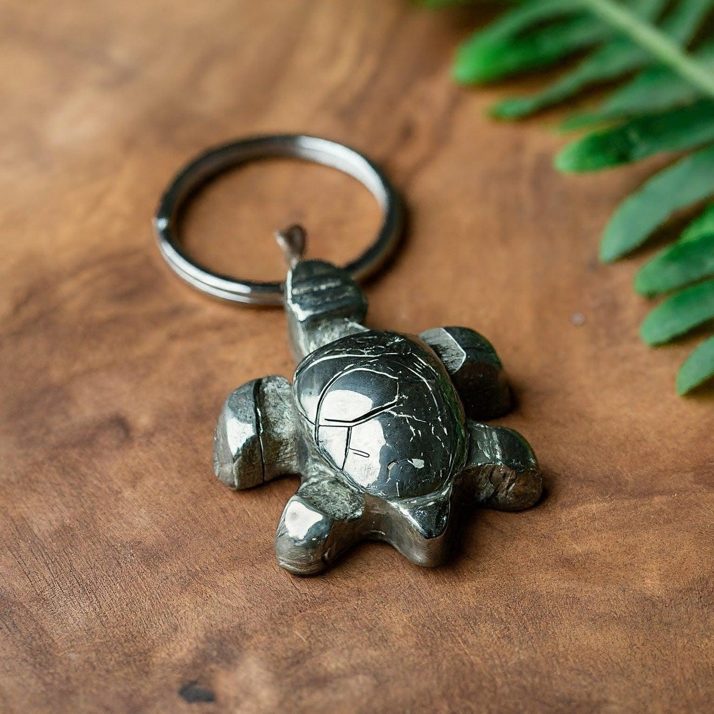 Pyrite Turtle Keychain | Lucky Charm for Prosperity & Protection