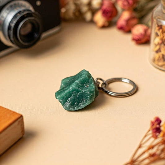 Green Aventurine Raw Crystal Key-Chain | Luck, Prosperity & Emotional Healing Stone