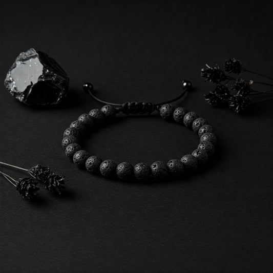 Black Tourmaline Bracelet for Protection & Grounding | EMF Shield | Elegant Thread Design