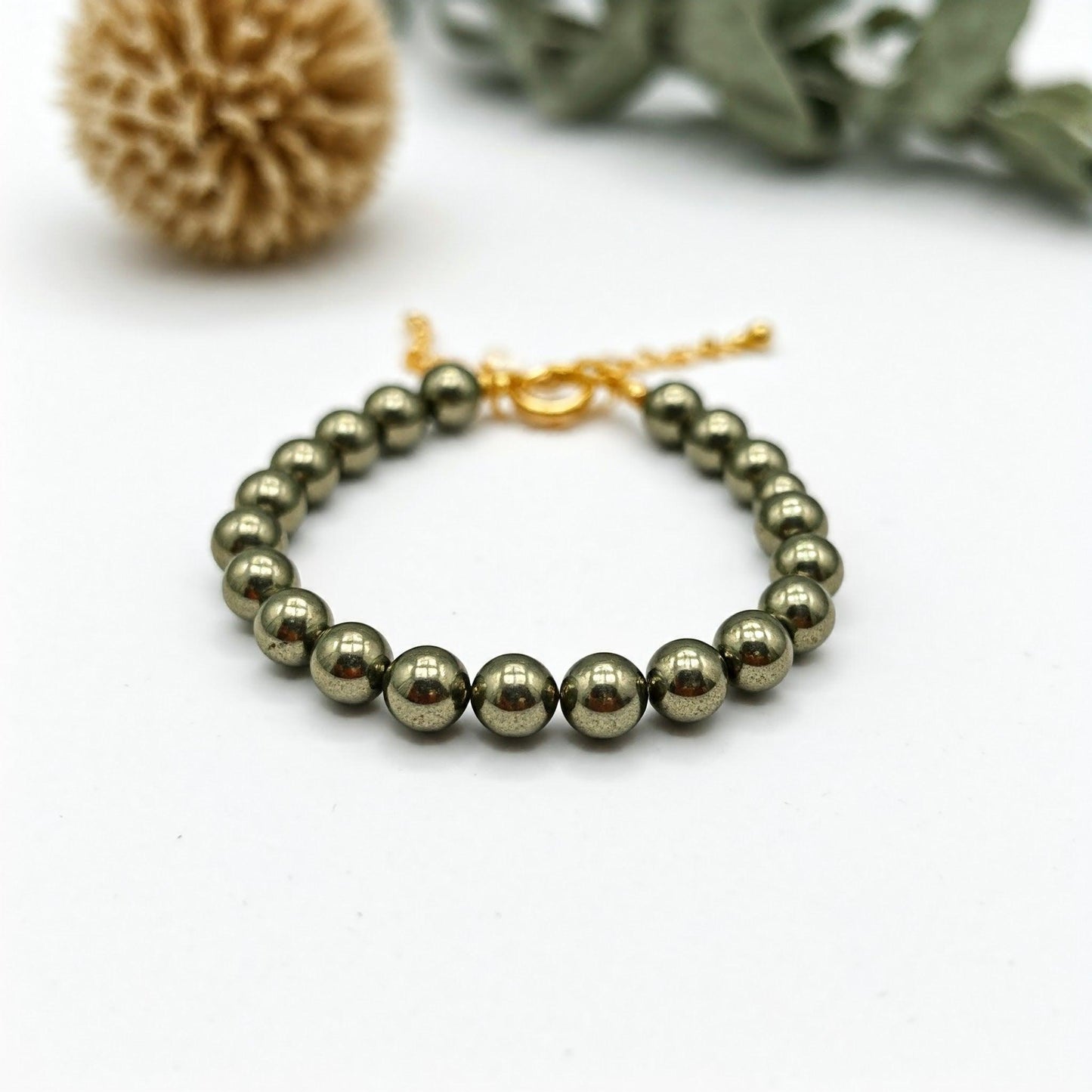 Pyrite Bracelet | Genuine Healing Crystal Jewelry for Wealth, Protection, and Confidence