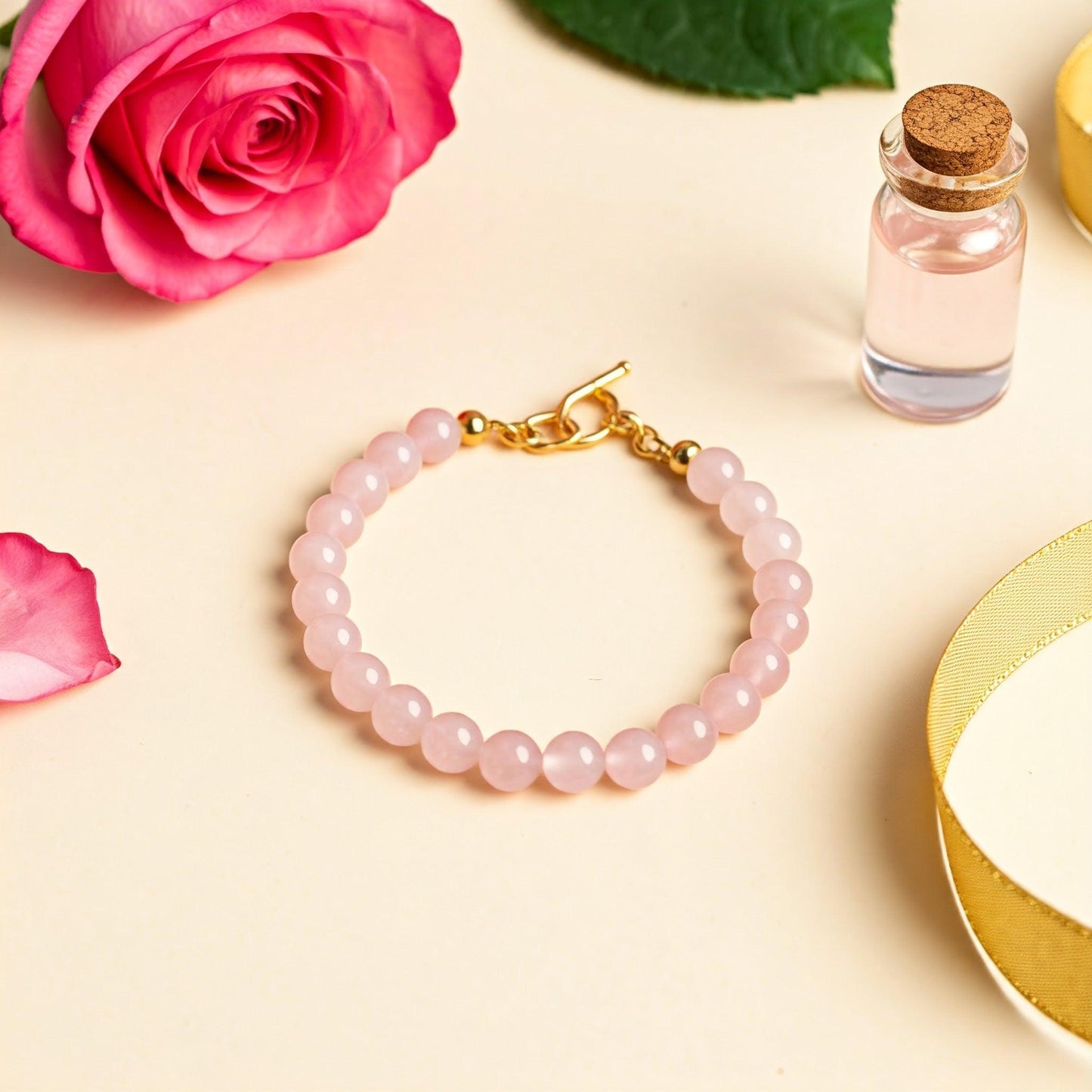 Rose Quartz Bracelet | Natural Crystal Jewelry for Love, Healing, and Emotional Balance