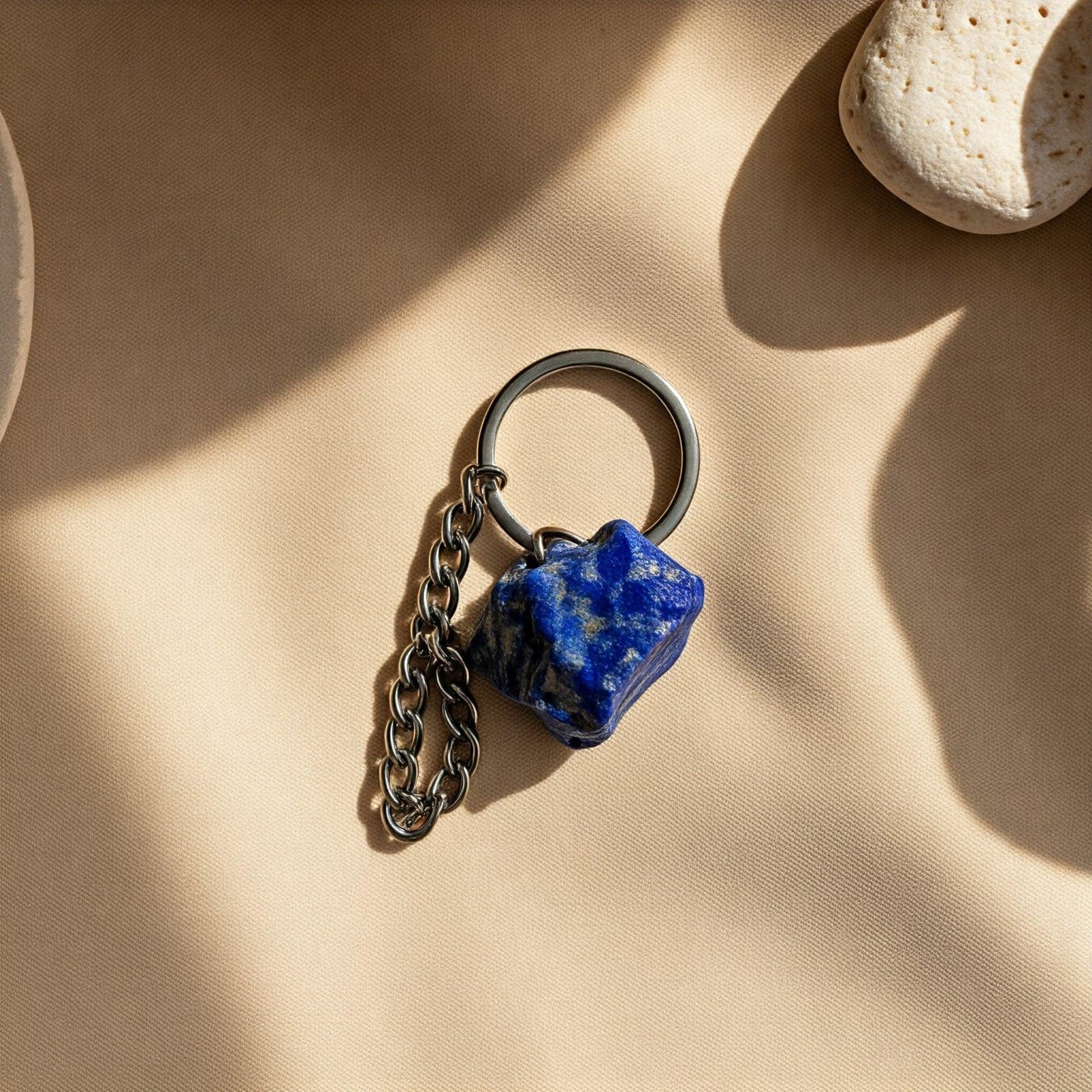 Lapis Lazuli Raw Crystal Key-Chain | Healing Stone for Wisdom, Intuition & Protection