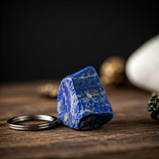 Lapis Lazuli Raw Crystal Key-Chain | Healing Stone for Wisdom, Intuition & Protection
