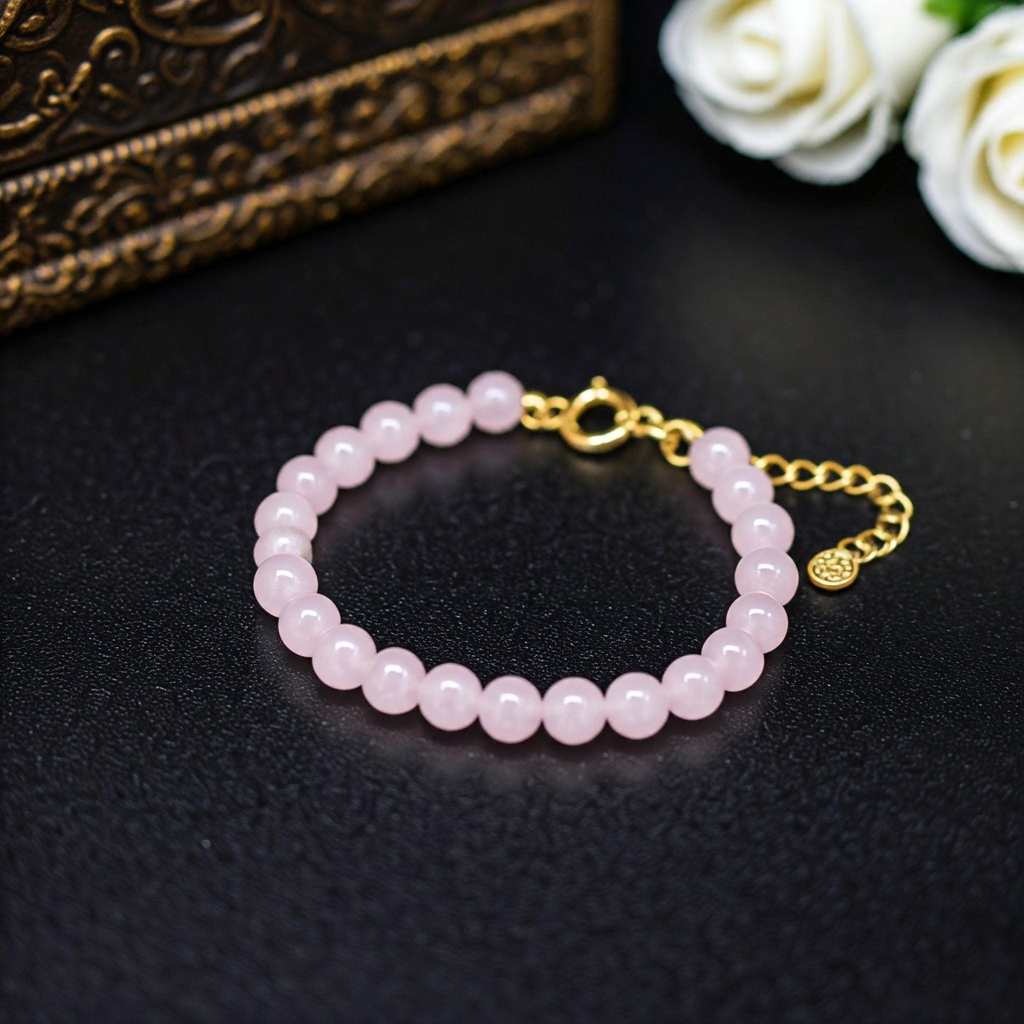 Rose Quartz Bracelet | Natural Crystal Jewelry for Love, Healing, and Emotional Balance