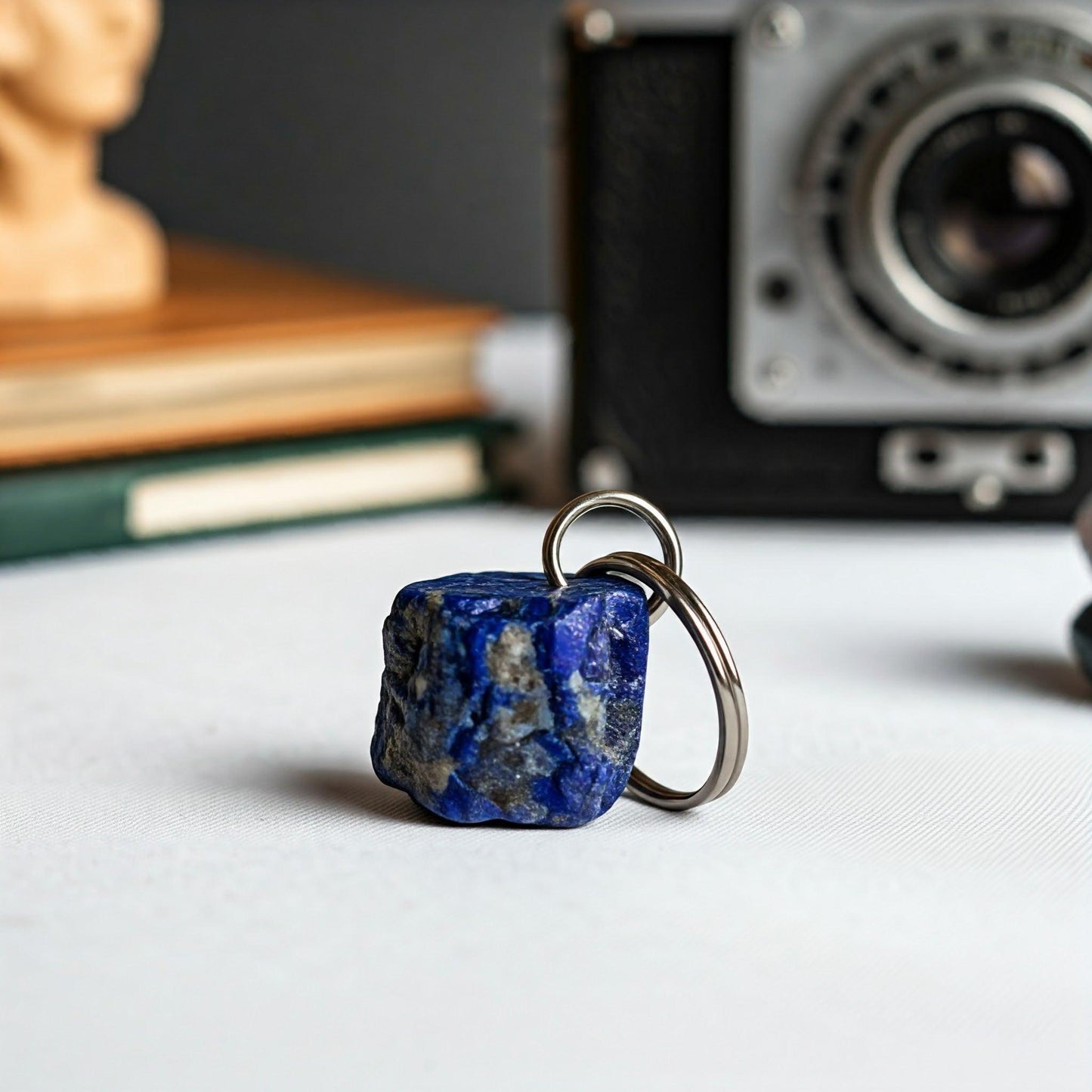 Lapis Lazuli Raw Crystal Key-Chain | Healing Stone for Wisdom, Intuition & Protection