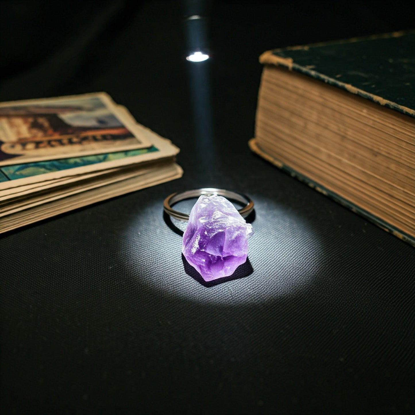 Amethyst Raw Crystal Key-Chain | Natural Healing Stone for Stress Relief & Positive Energy