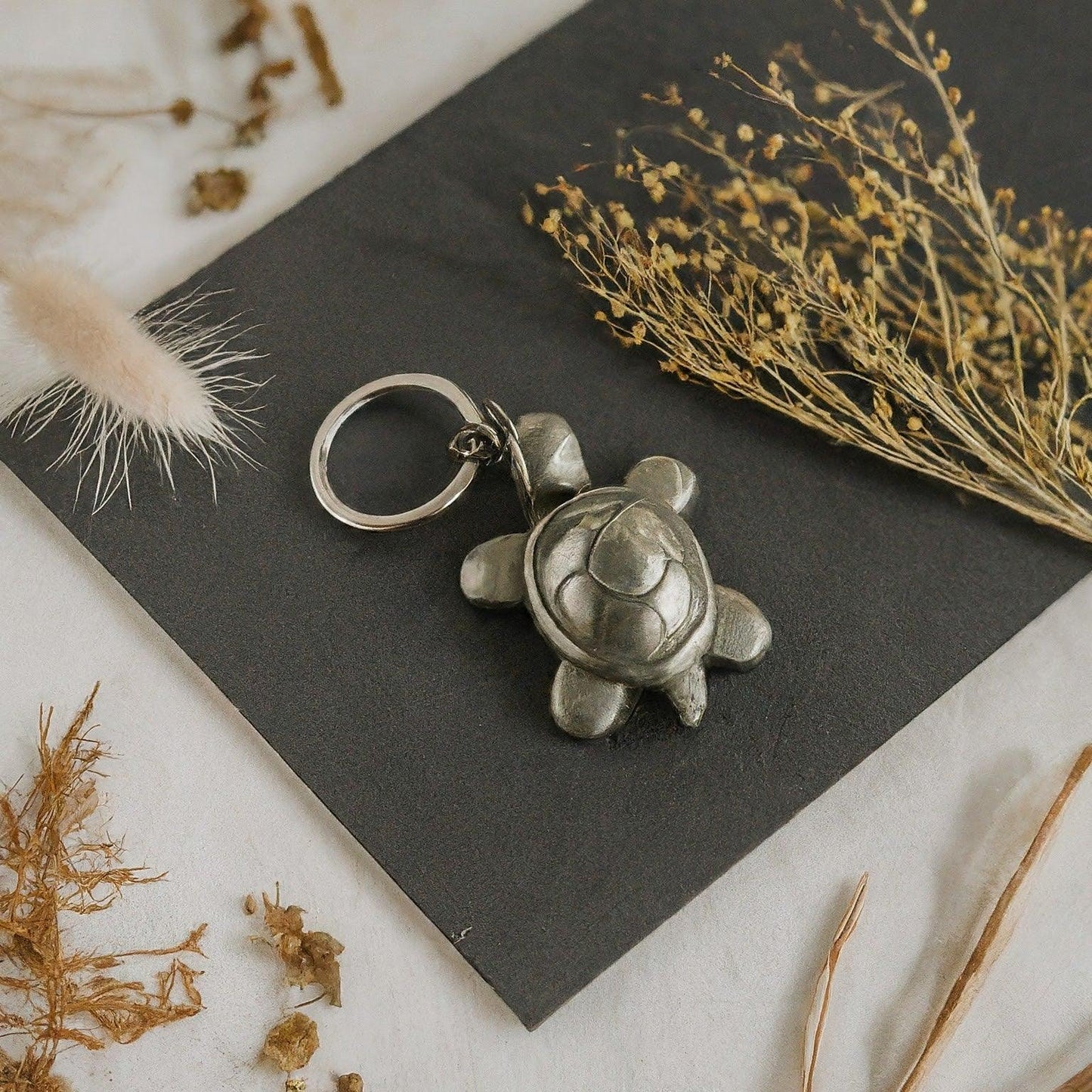 Pyrite Turtle Keychain | Lucky Charm for Prosperity & Protection