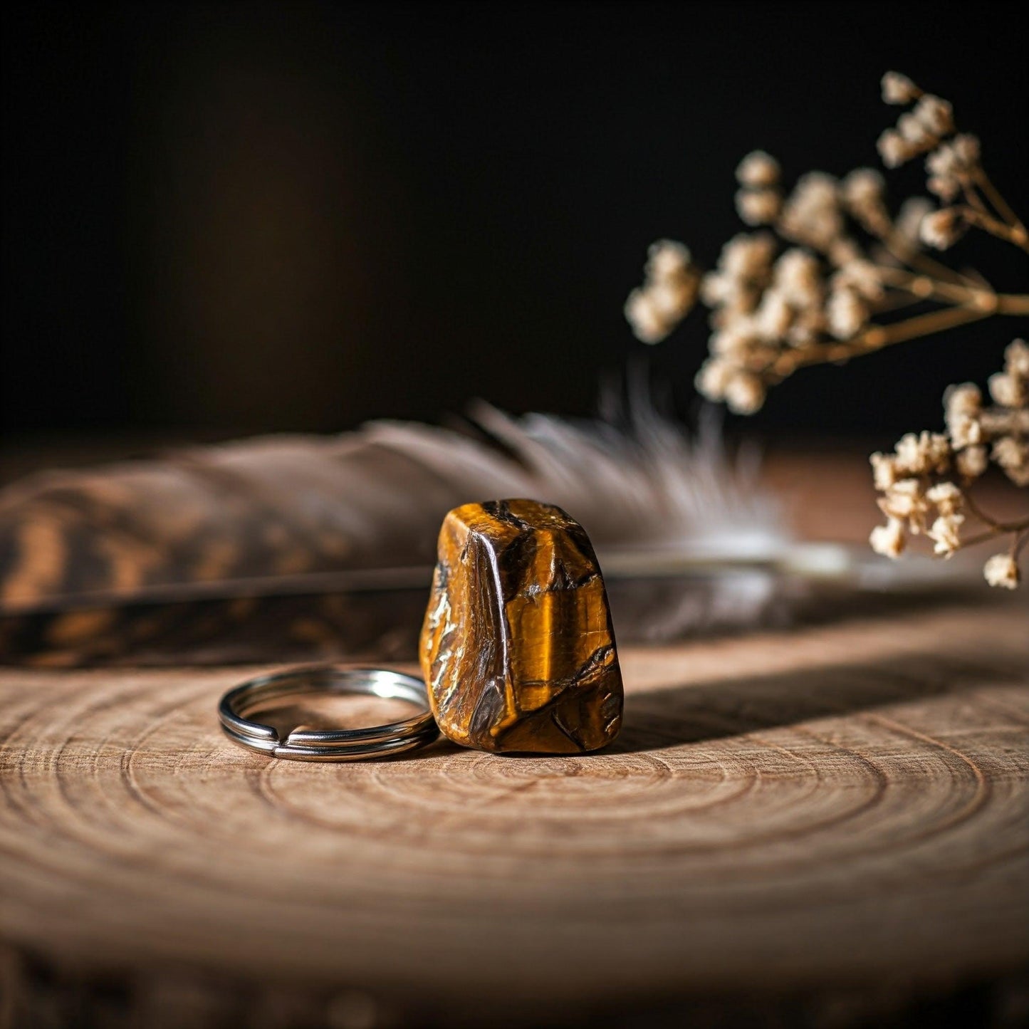 Tiger Eye Raw Crystal Key-Chain | Natural Protection & Confidence Boosting Stone for Positive Energy