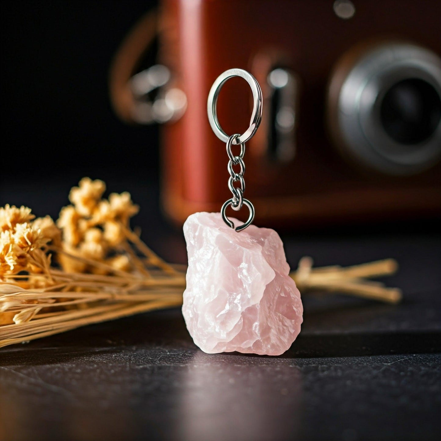 Rose Quartz Raw Crystal Key-Chain | Love, Healing & Heart Chakra Energy Stone