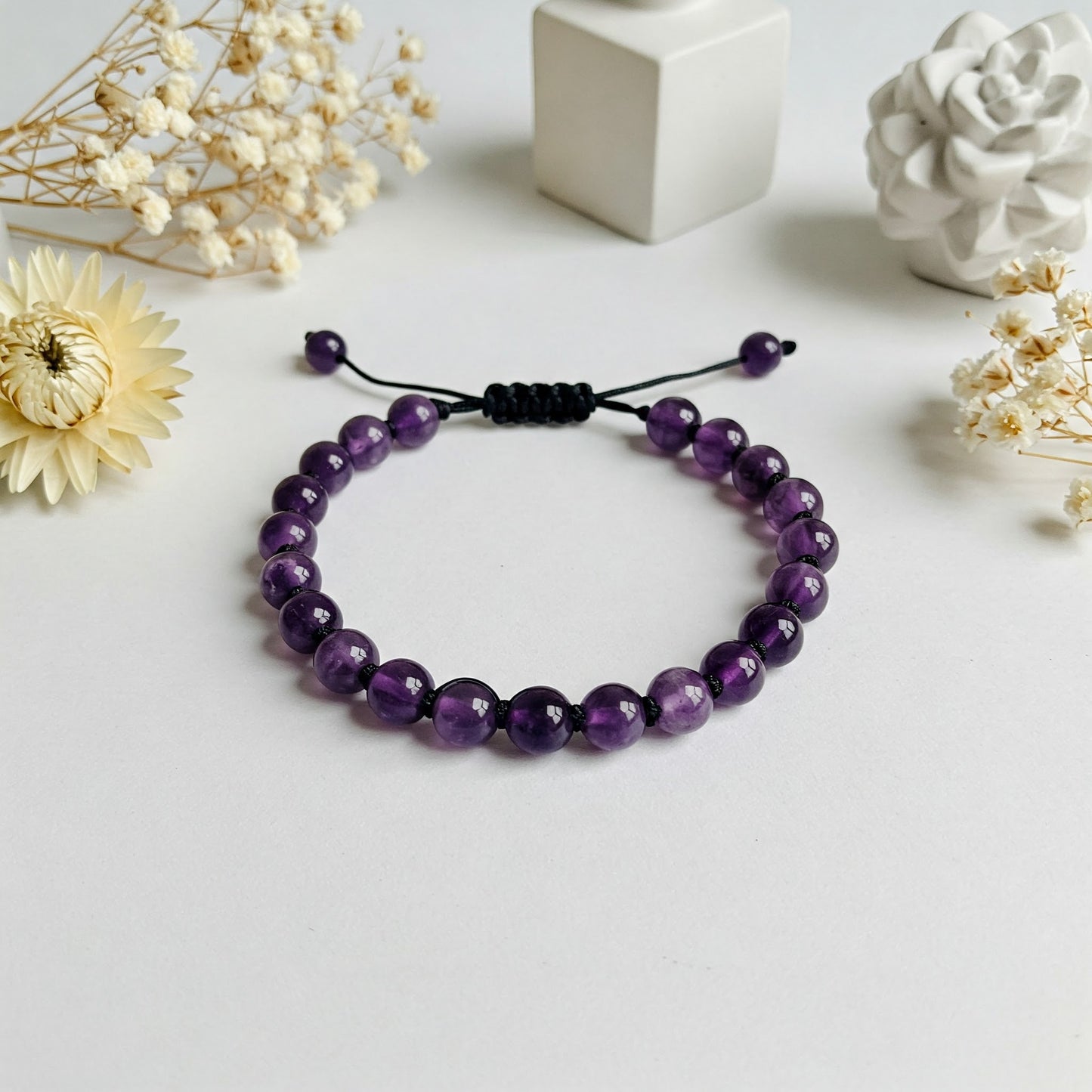 Natural Amethyst Bracelet for Healing & Protection | Elegant Thread Design