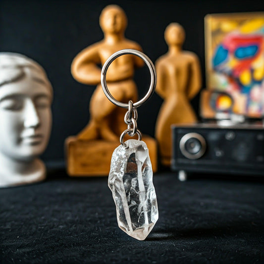 Clear Quartz Raw Crystal Key-Chain | Master Healing Stone for Energy Amplification & Clarity