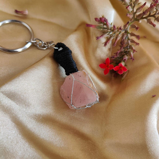 Rose Quartz Key-Chain | Genuine Gemstone Accessory for Love, Positivity & Everyday Style