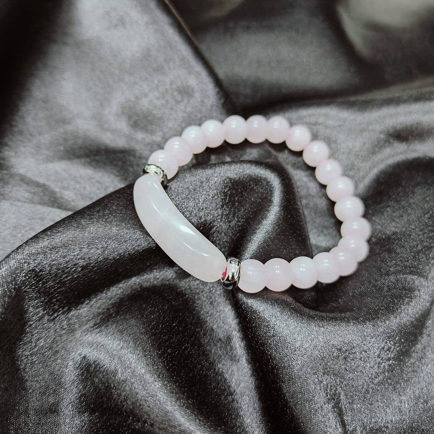 Rose Quartz Arc Bracelet | Healing Gemstone Bracelet for Love & Calming Energy
