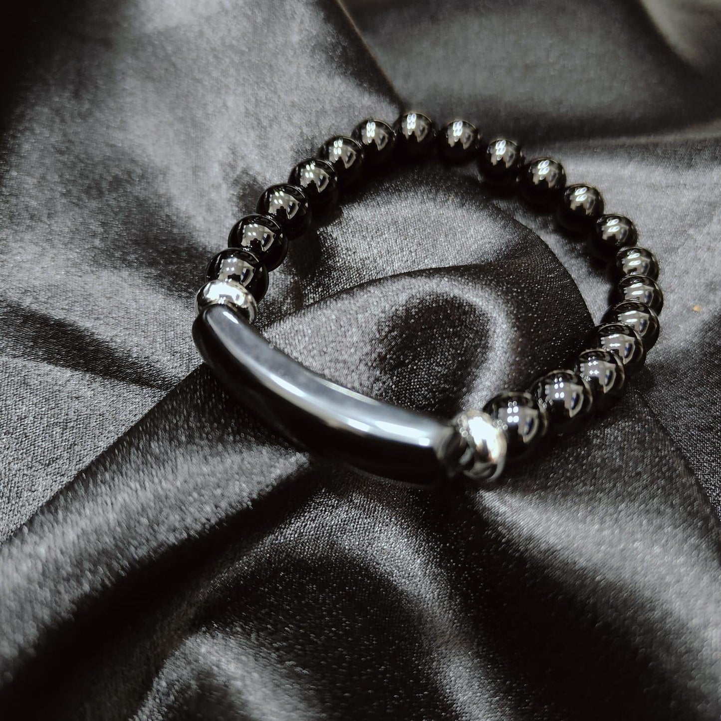 Black Obsidian Arc Top Bracelet | Protective Gemstone Bracelet for Grounding & Clarity